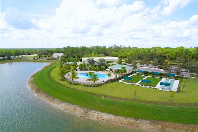 3230 Magnolia Landing Ln, North Fort Myers, FL 33917 - bird's eye view of a pool area and a large body of water