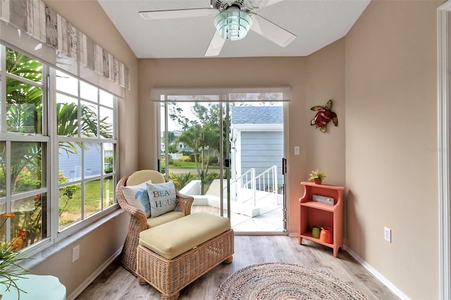 1322 Perico Point Cir, Bradenton, FL 34209 - sitting room featuring light wood finished floors, ceiling fan, and baseboards