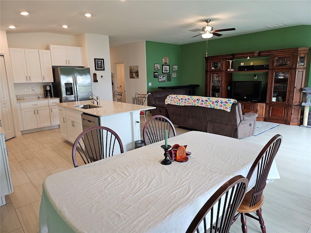 13156 Merlot Sunstone Cv, Parrish, FL 34219 - dining area with a ceiling fan and recessed lighting