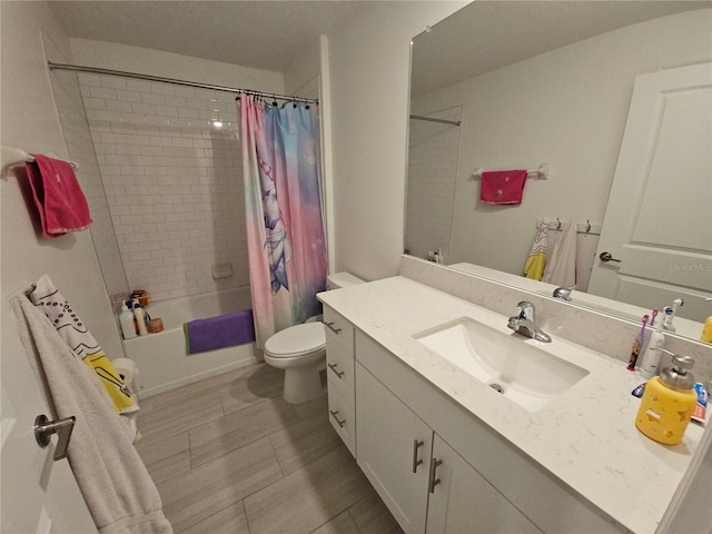 13156 Merlot Sunstone Cv, Parrish, FL 34219 - bathroom featuring toilet, vanity, and shower / bathtub combination with curtain