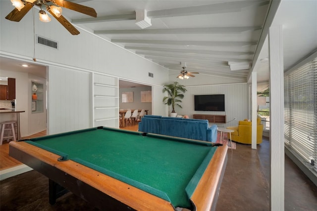 7202 18th Ave NW, Bradenton, FL 34209 - recreation room with a ceiling fan, billiards, and concrete flooring