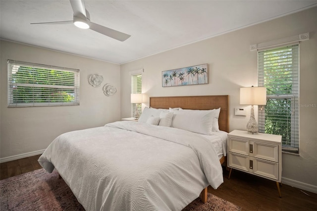 7202 18th Ave NW, Bradenton, FL 34209 - bedroom with dark wood-type flooring, multiple windows, and baseboards