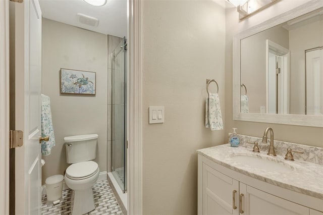 6462 Draw Ln Unit 72, Sarasota, FL 34238 - bathroom featuring toilet, a shower stall, and vanity