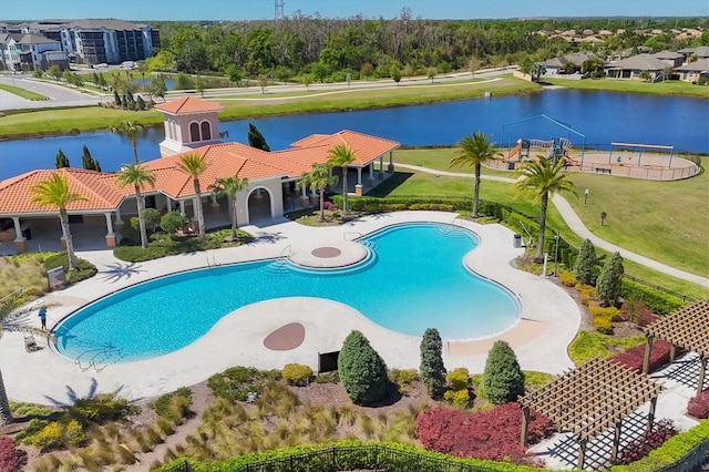 5033 Brickwood Rise Dr, Wimauma, FL 33598 - community pool featuring a water view