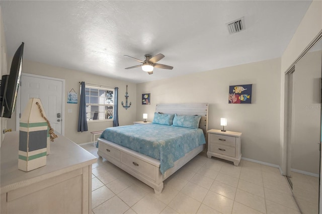 2037AND2039 Jo An Dr, Sarasota, FL 34231 - bedroom featuring light tile patterned floors, ceiling fan, and a closet
