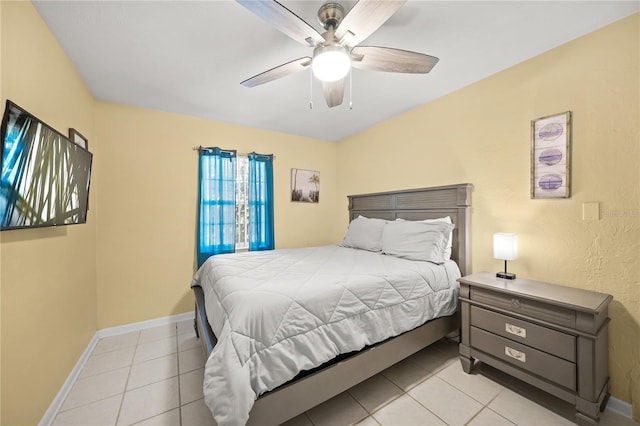 2037AND2039 Jo An Dr, Sarasota, FL 34231 - bedroom with light tile patterned floors and a ceiling fan