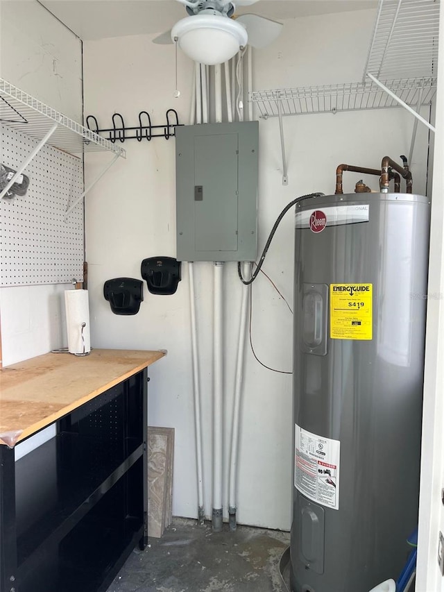 602 Park Cir, Bradenton, FL 34207 - utility room featuring electric water heater and electric panel