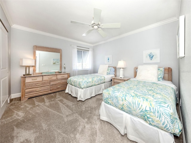 5669 Midnight Pass Rd Unit 308, Sarasota, FL 34242 - carpeted bedroom featuring ornamental molding and ceiling fan