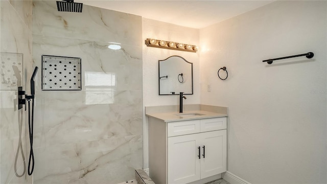 1227 Porpoise Rd, Venice, FL 34293 - bathroom with vanity and a marble finish shower