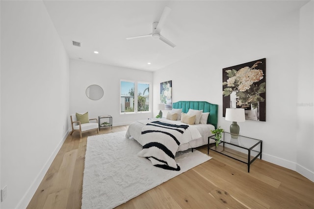 4726 Rivetta Ct, Sarasota, FL 34231 - bedroom with recessed lighting, baseboards, wood finished floors, and a ceiling fan