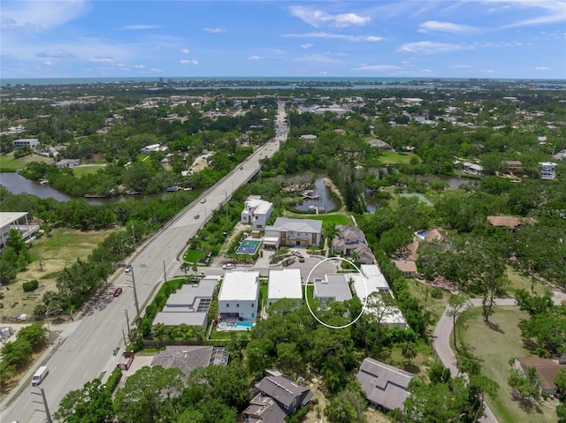 4726 Rivetta Ct, Sarasota, FL 34231 - aerial view of property's location featuring a large body of water, a highway, and a tree filled landscape