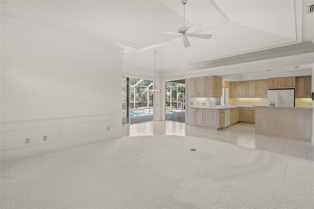 8 Dominica Dr, Englewood, FL 34223 - unfurnished living room with ceiling fan and light tile patterned floors