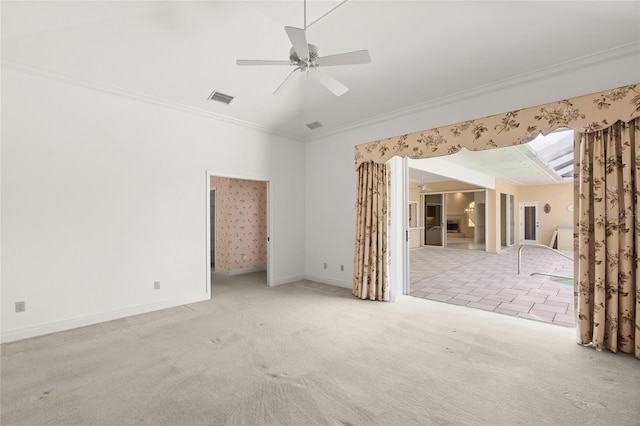 8 Dominica Dr, Englewood, FL 34223 - unfurnished room featuring carpet flooring, ceiling fan, ornamental molding, and baseboards