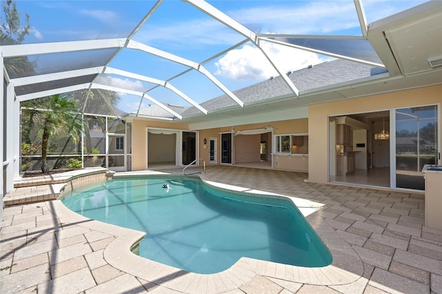 8 Dominica Dr, Englewood, FL 34223 - swimming pool featuring a patio area, ceiling fan, and a lanai