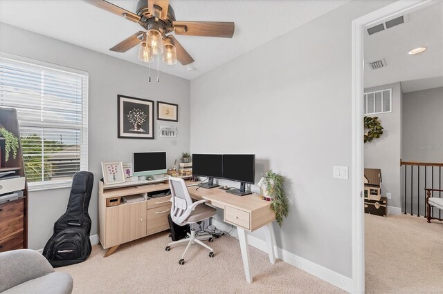 1017 Fernleaf Run, Bradenton, FL 34212 - office featuring light carpet, ceiling fan, and baseboards