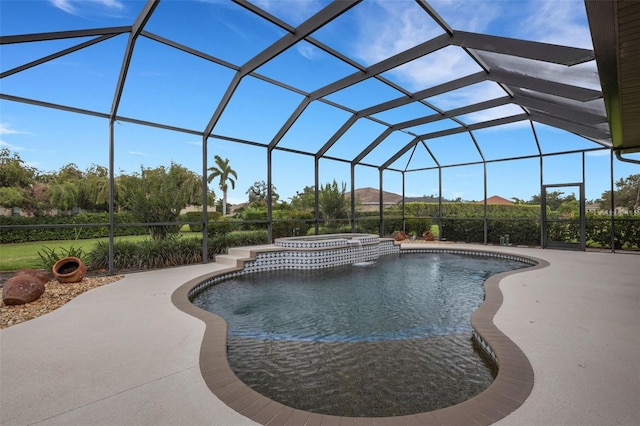 385 165th Ct NE, Bradenton, FL 34212 - view of swimming pool with a patio area, a lanai, and a pool with connected hot tub