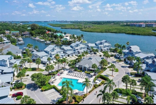 1311 Siesta Bayside Dr Unit 1311-A, Sarasota, FL 34242 - bird's eye view of a large body of water and a pool