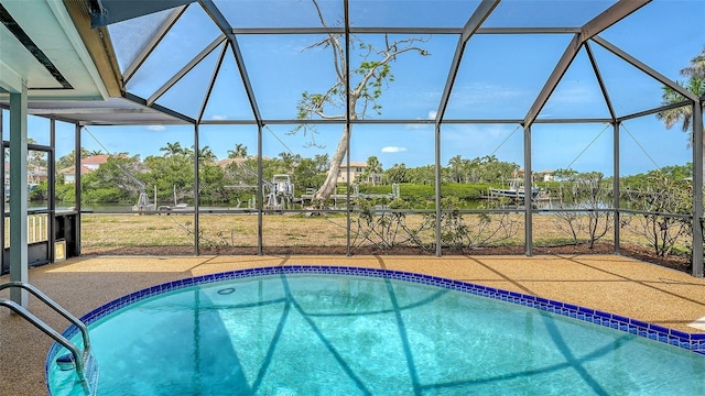 4361 Pompano Ln, Palmetto, FL 34221 - outdoor pool featuring glass enclosure and a patio
