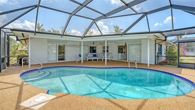 4361 Pompano Ln, Palmetto, FL 34221 - outdoor pool featuring a patio, a lanai, and an outdoor hangout area