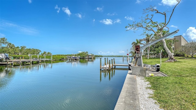 4361 Pompano Ln, Palmetto, FL 34221 - dock area with a water view and a yard