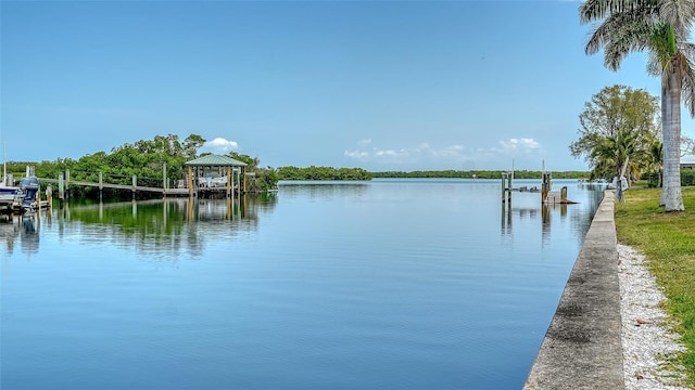 4361 Pompano Ln, Palmetto, FL 34221 - dock area with a water view and boat lift