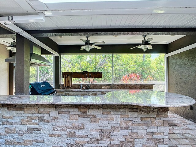 4239 Corso Venetia Blvd, Venice, FL 34293 - view of patio featuring ceiling fan, a bar, and grilling area