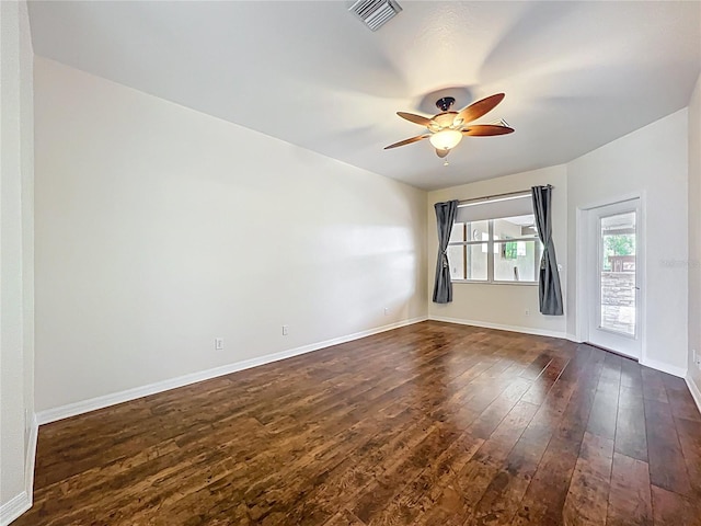 4239 Corso Venetia Blvd, Venice, FL 34293 - unfurnished room with ceiling fan, dark wood-type flooring, and baseboards
