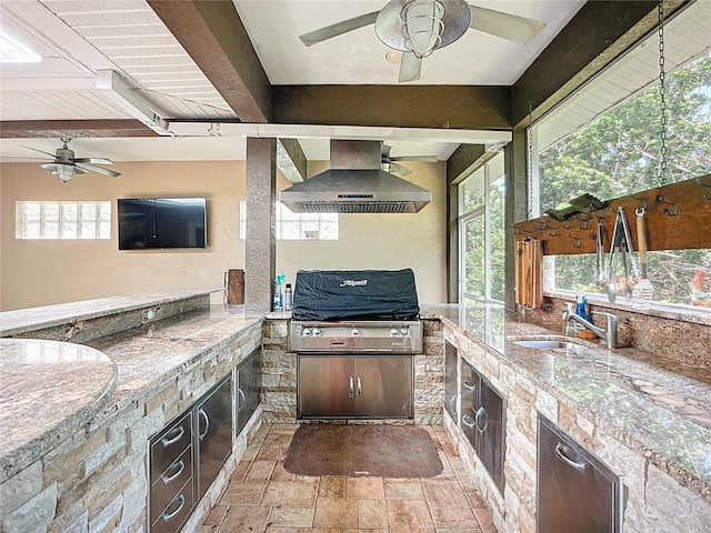 4239 Corso Venetia Blvd, Venice, FL 34293 - view of patio featuring a ceiling fan and a sink
