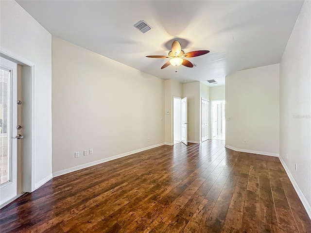 4239 Corso Venetia Blvd, Venice, FL 34293 - empty room with ceiling fan, dark wood-style flooring, baseboards, and plenty of natural light