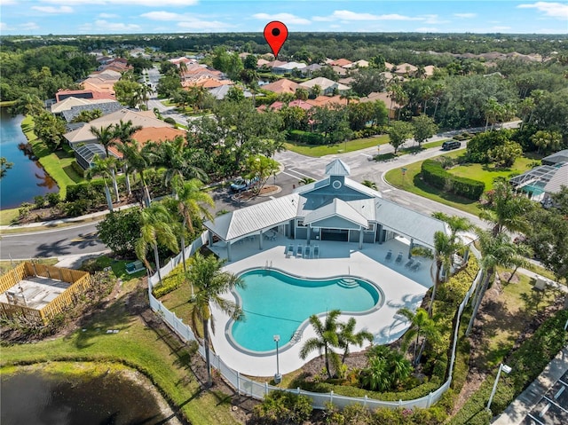 6248 Donnington Ct, Sarasota, FL 34238 - aerial view of residential area with a pool area and a large body of water