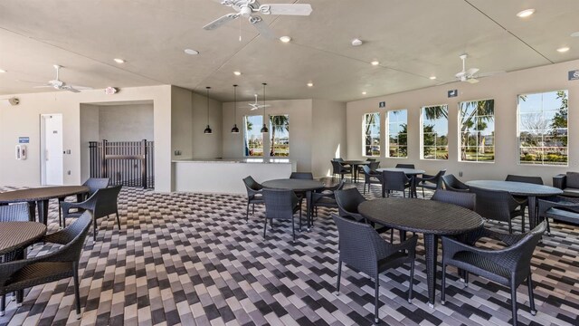 10709 Tippecanoe Pl, Parrish, FL 34219 - dining space featuring a ceiling fan and recessed lighting