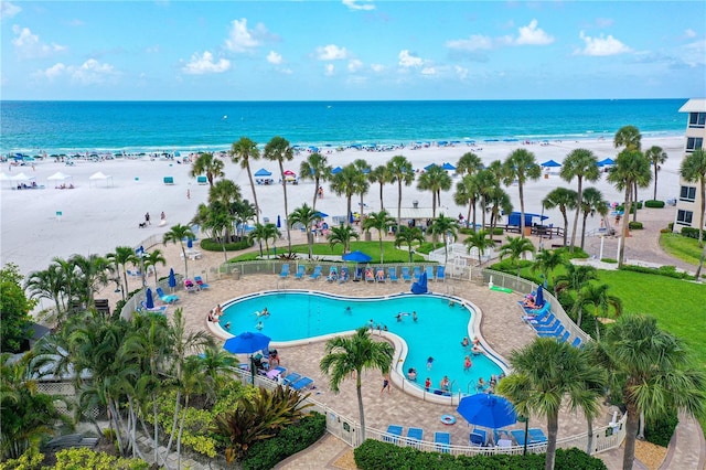 5916 Midnight Pass Rd Unit 404, Sarasota, FL 34242 - view of swimming pool featuring view of water and beach