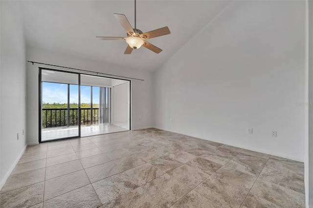 8710 54th Ave W Unit 8710, Bradenton, FL 34210 - empty room with high vaulted ceiling and a ceiling fan