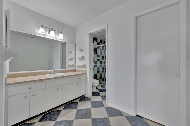 8710 54th Ave W Unit 8710, Bradenton, FL 34210 - bathroom featuring vanity, toilet, tile patterned floors, and a shower