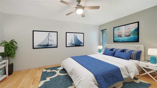 5500 Merrimac Dr, Sarasota, FL 34231 - bedroom featuring wood finished floors and ceiling fan