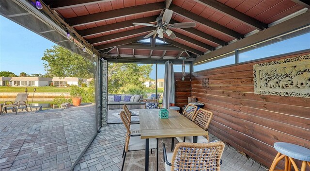 5500 Merrimac Dr, Sarasota, FL 34231 - view of patio / terrace featuring ceiling fan and outdoor lounge area