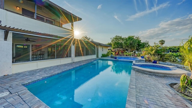 5500 Merrimac Dr, Sarasota, FL 34231 - view of pool with ceiling fan and a pool with connected hot tub