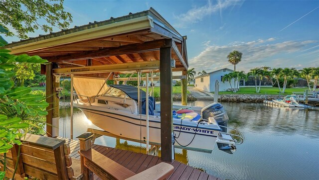 5500 Merrimac Dr, Sarasota, FL 34231 - dock area with boat lift and a water view
