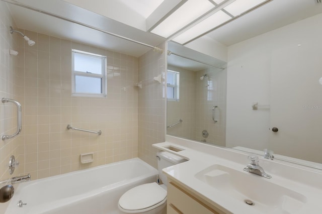 5712 Garden Lakes Dr, Bradenton, FL 34203 - bathroom featuring shower / bathtub combination, toilet, and vanity
