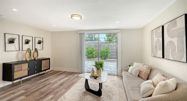 2825 Pinecrest St, Sarasota, FL 34239 - living area featuring wood finished floors, recessed lighting, and baseboards