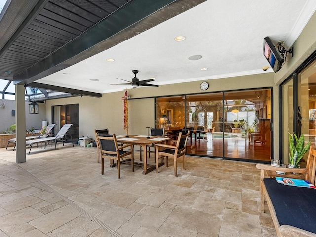 3905 Country View Dr, Sarasota, FL 34233 - view of patio with outdoor dining area and a ceiling fan