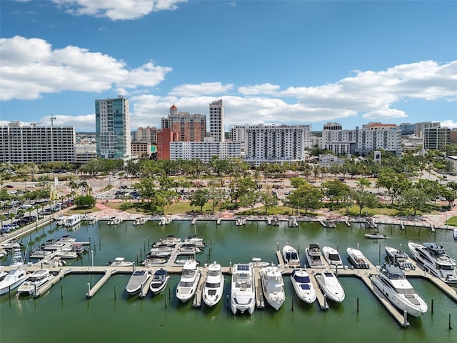 101 S Gulfstream Ave Unit 6C, Sarasota, FL 34236 - view of urban area with numerous boat docks and a large body of water