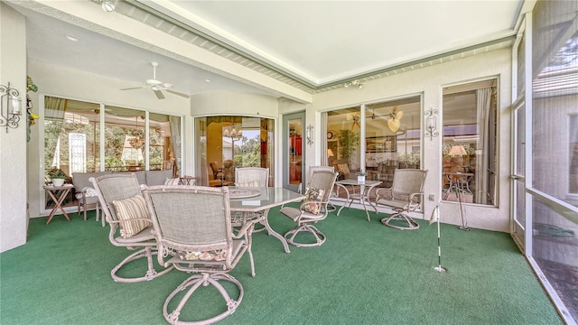 4920 Woodhurst Dr, Sarasota, FL 34243 - sunroom / solarium featuring a ceiling fan and healthy amount of natural light