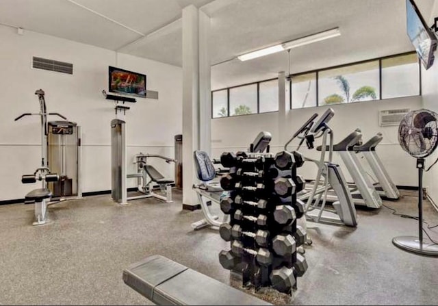 5855 Midnight Pass Rd Unit 621, Sarasota, FL 34242 - exercise room with a wall mounted air conditioner