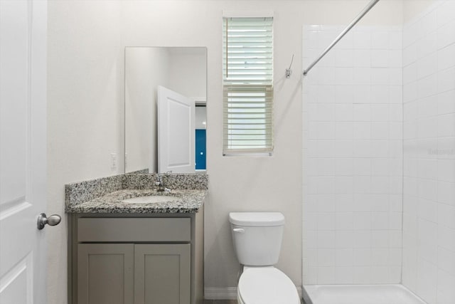 4015 Quiet Rain Ct, Palmetto, FL 34221 - bathroom with toilet, vanity, plenty of natural light, and tiled shower