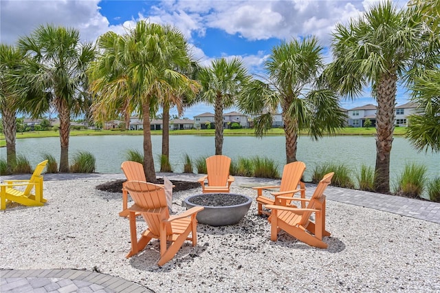 8916 Isabella Cir, Parrish, FL 34219 - view of patio with a fire pit and a water view