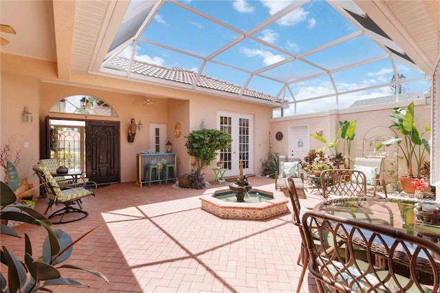 4804 Jacaranda Heights Dr, Venice, FL 34293 - view of patio / terrace with french doors and a lanai