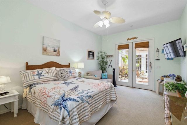 4804 Jacaranda Heights Dr, Venice, FL 34293 - carpeted bedroom featuring french doors, access to outside, and ceiling fan