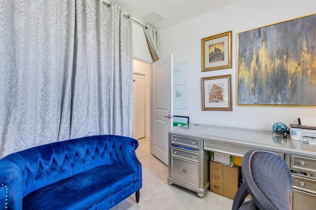 office area with tile patterned flooring