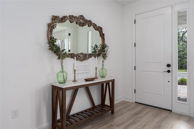 5651 Trevesta Pl, Palmetto, FL 34221 - foyer entrance featuring wood finished floors and baseboards
